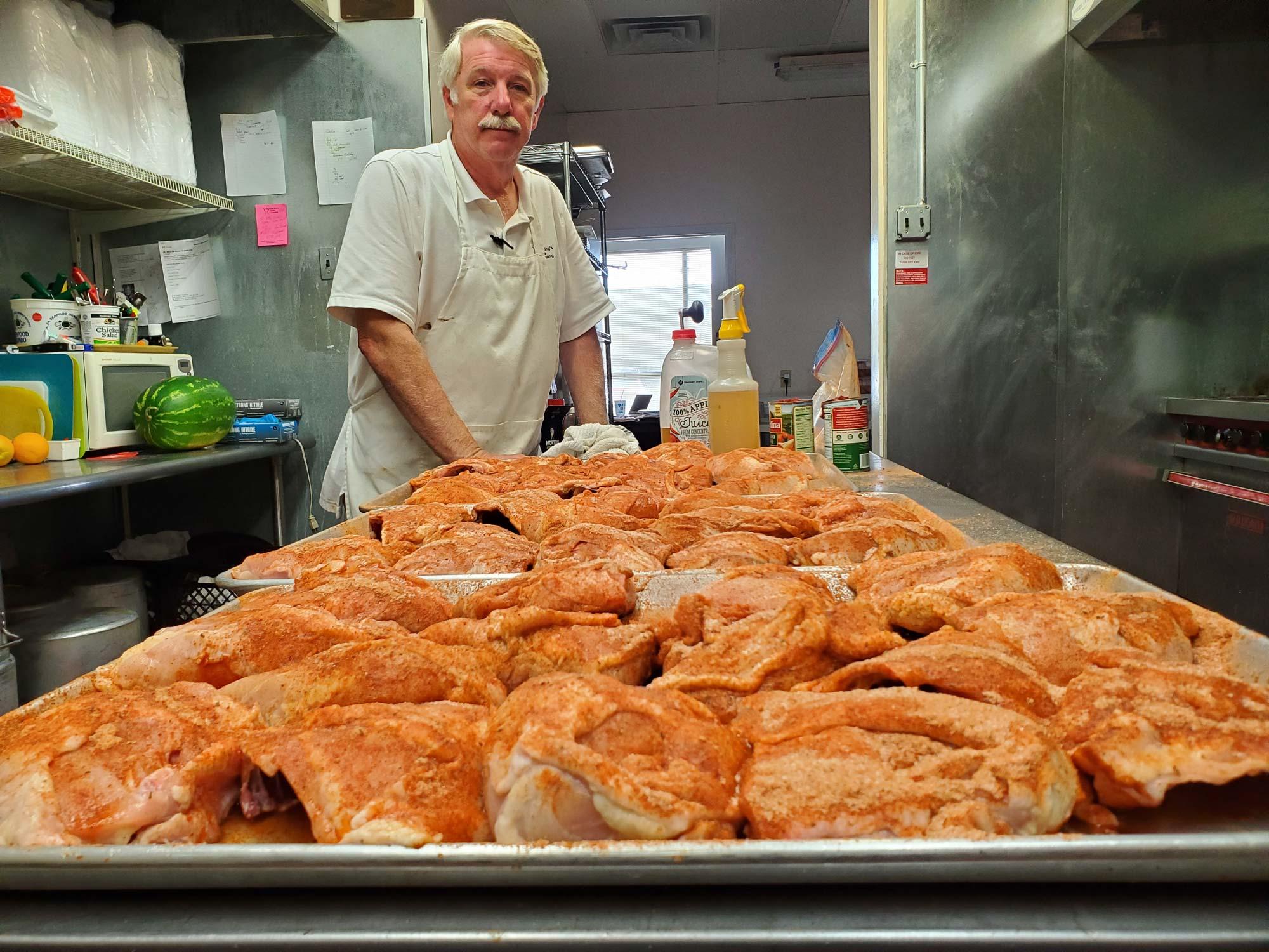 Chef preparing chicken